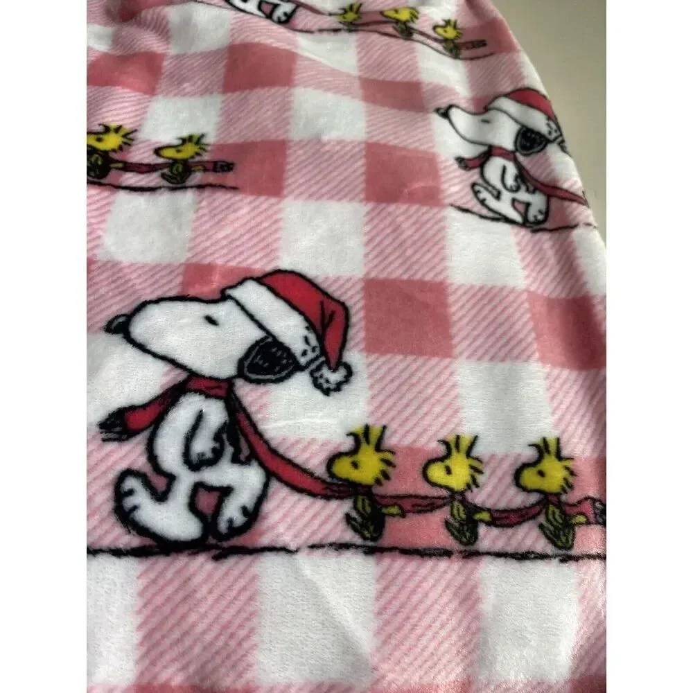 Peanuts Snoopy‎ Woodstock Pink Holiday Throw Blanket Christmas 50 x 70” NEW